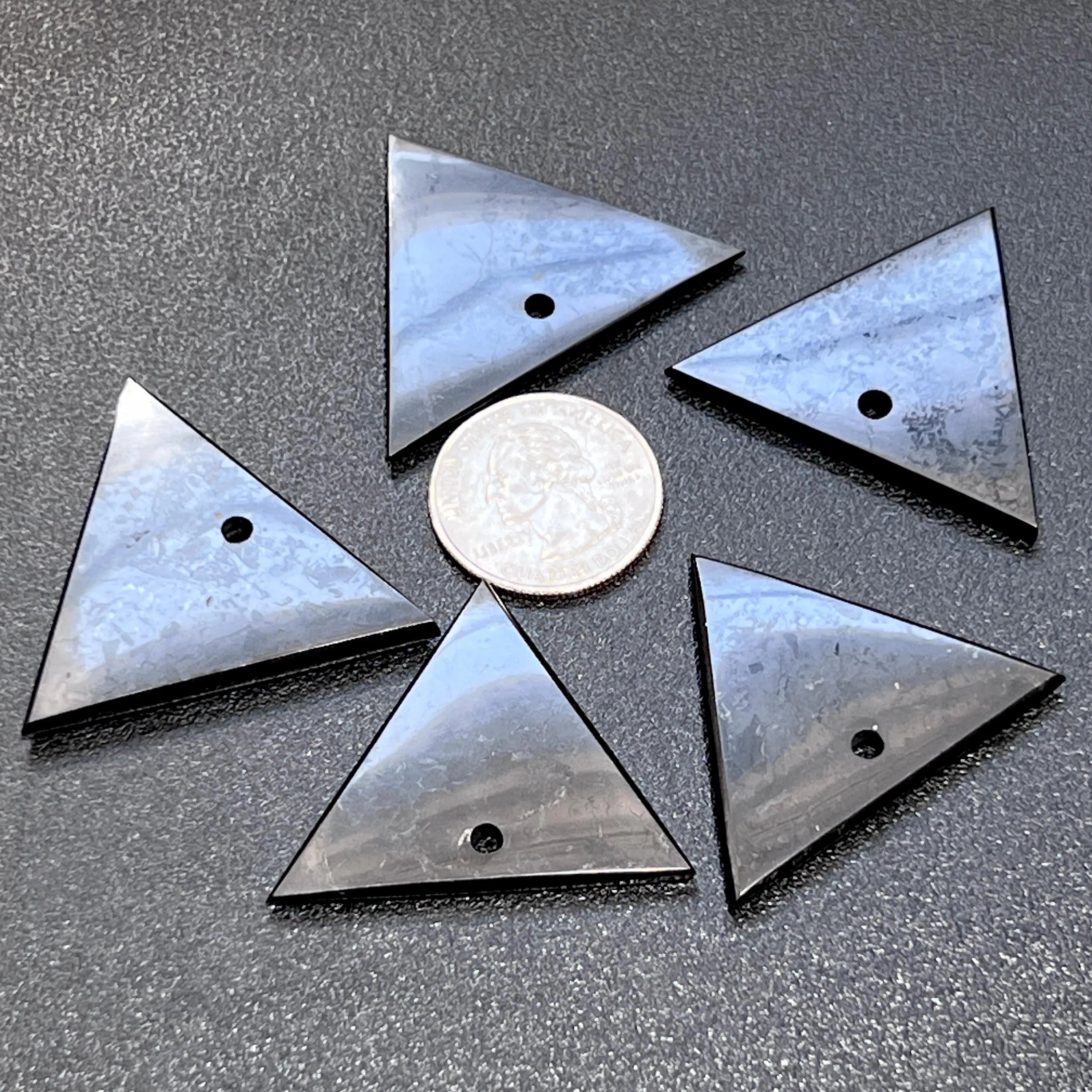 Black Shungite Triangle Drilled Beads Pendant Gemstone Jewelry Necklace Supply | Craft Supplies & Tools > Beads, Gems & Cabochons > Charms & Pendants > Pendants | Wiccan Center
