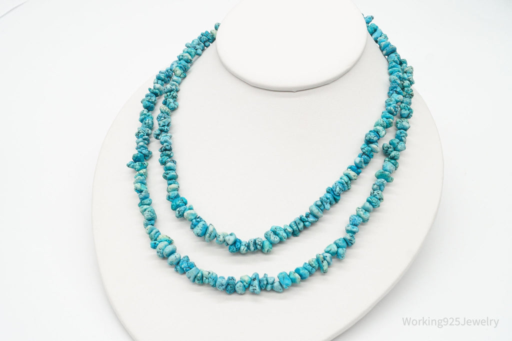 Long Vintage Southwestern Turquoise Nugget Beads String Necklace 36" | Jewelry > Necklaces > Pendants | Wiccan Center