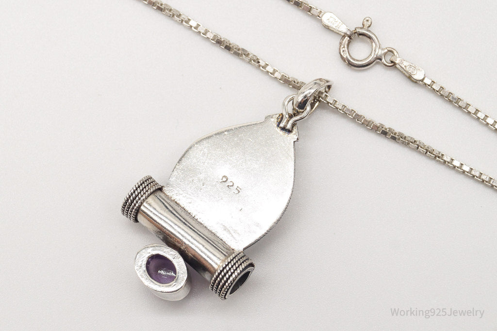 Vintage Amethyst Bali Style Filigree Sterling Silver Necklace | Jewelry > Necklaces > Pendants | Wiccan Center