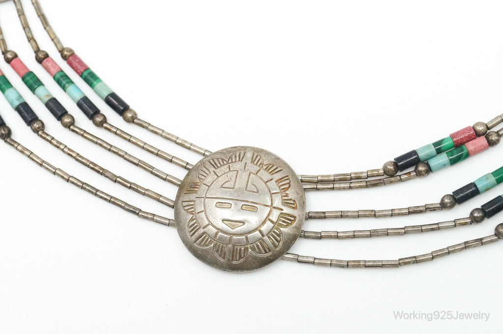 Vintage Native American Multi Gem Bead Kachina Sterling Silver Necklace | Jewelry > Necklaces > Pendants | Wiccan Center