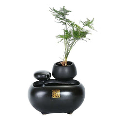 Ceramic Flowing Water Fountain with Mist – Desktop Zen Humidifier Ornament | Water Fountain | Wiccan Center