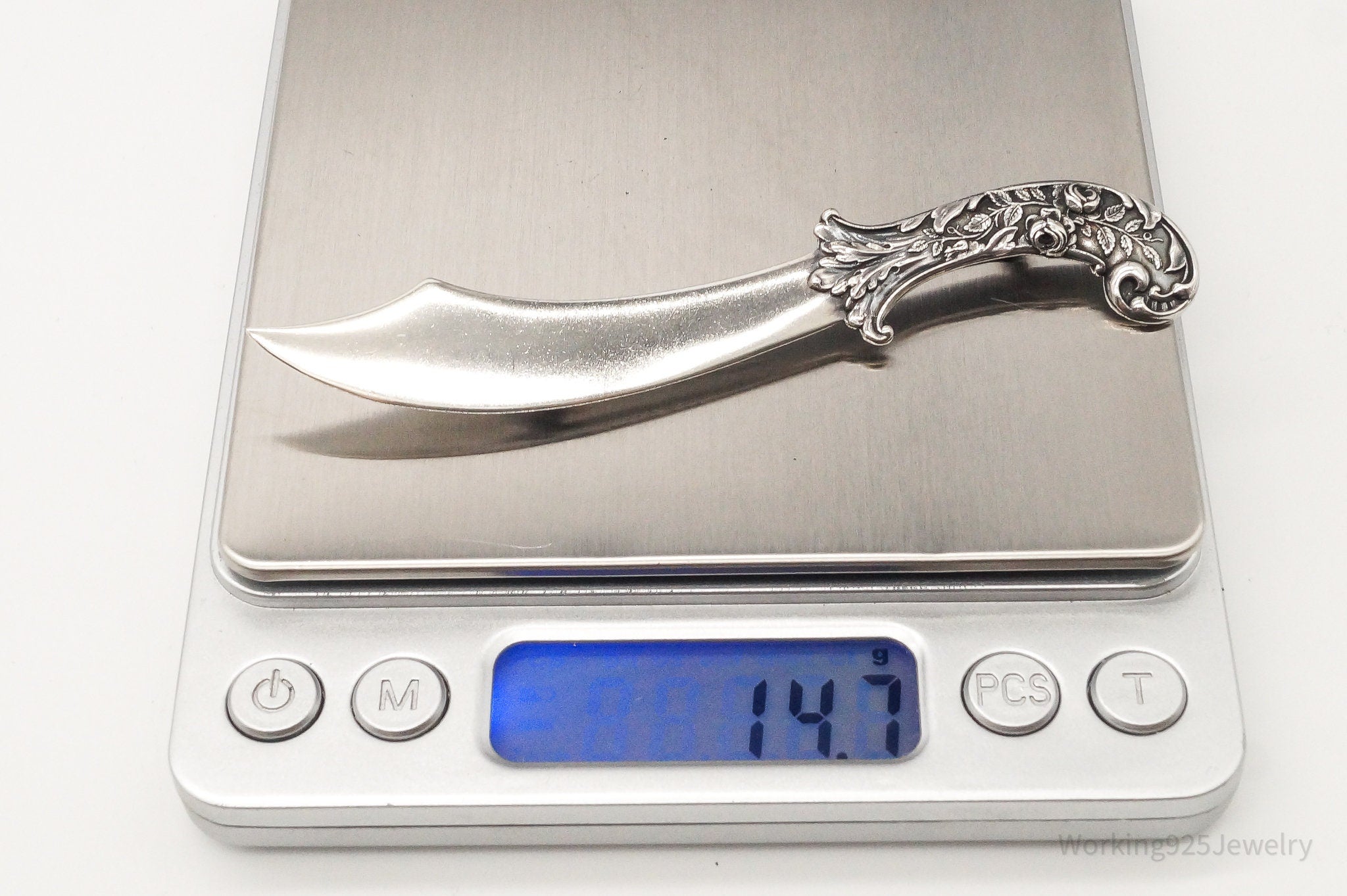 Large 1940s Victorian Revival Scimitar Sword Dagger Sterling Silver Pin Brooch | Jewelry > Brooches, Pins & Clips | Wiccan Center