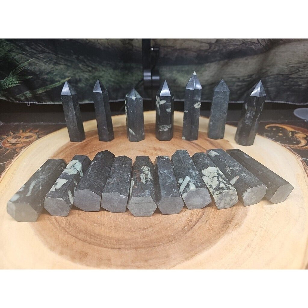 .74lbs Avg 4Pcs Natural Plum Blossom Jasper Crystal Point Tower Polished Healing | Crystal Points & Towers | Wiccan Center