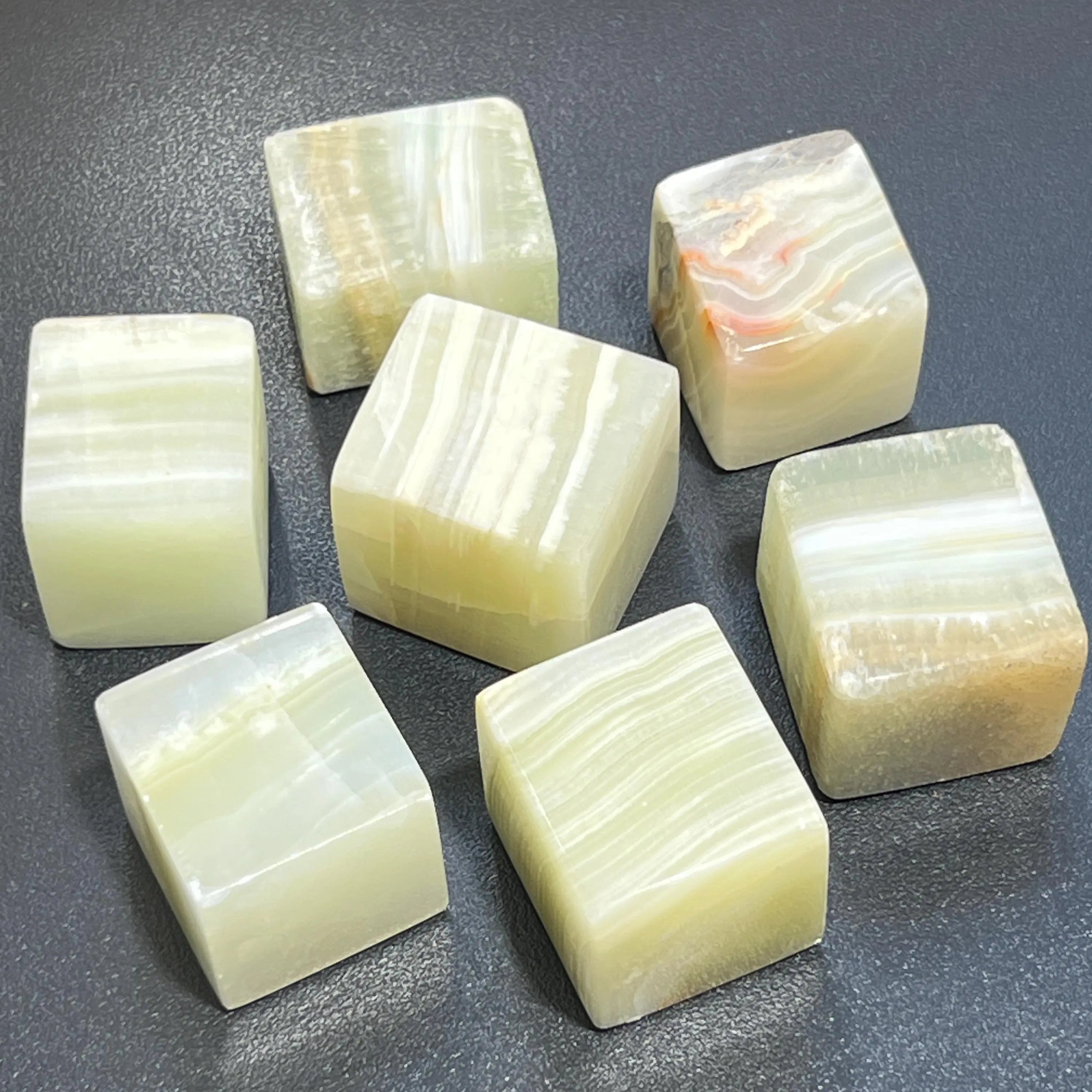 Green Banded Pistachio Calcite Crystal Cube Block Carving Wholesale | Home & Living > Home Decor > Home Accents > Rocks & Geodes | Wiccan Center