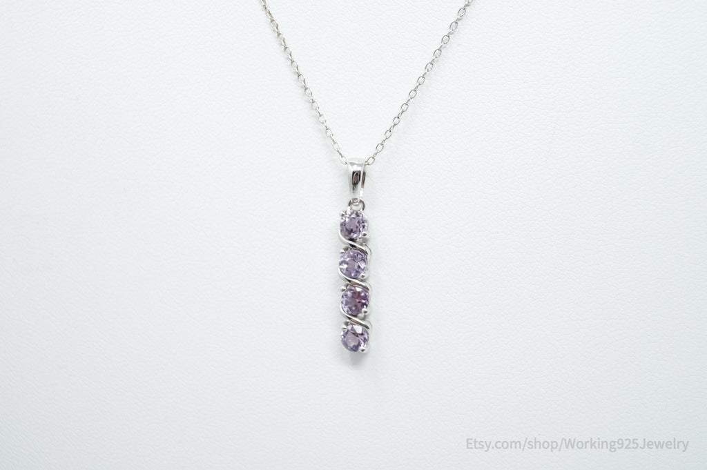 Vintage Amethyst Art Deco Sterling Silver Long Chain Necklace | Jewelry > Necklaces > Pendants | Wiccan Center