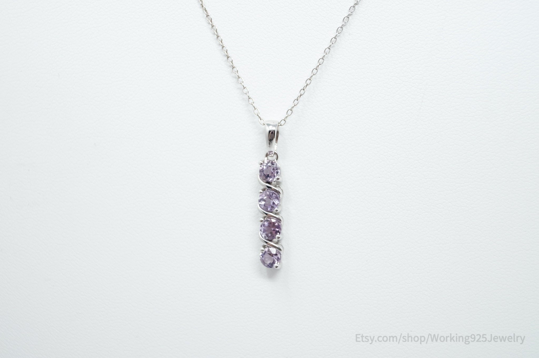 Vintage Amethyst Art Deco Sterling Silver Long Chain Necklace | Jewelry > Necklaces > Pendants | Wiccan Center