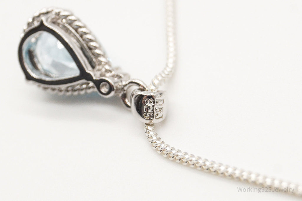 Vintage Designer DBJ Blue Topaz Diamond Sterling Silver Adjustable Necklace | Jewelry > Necklaces > Pendants | Wiccan Center