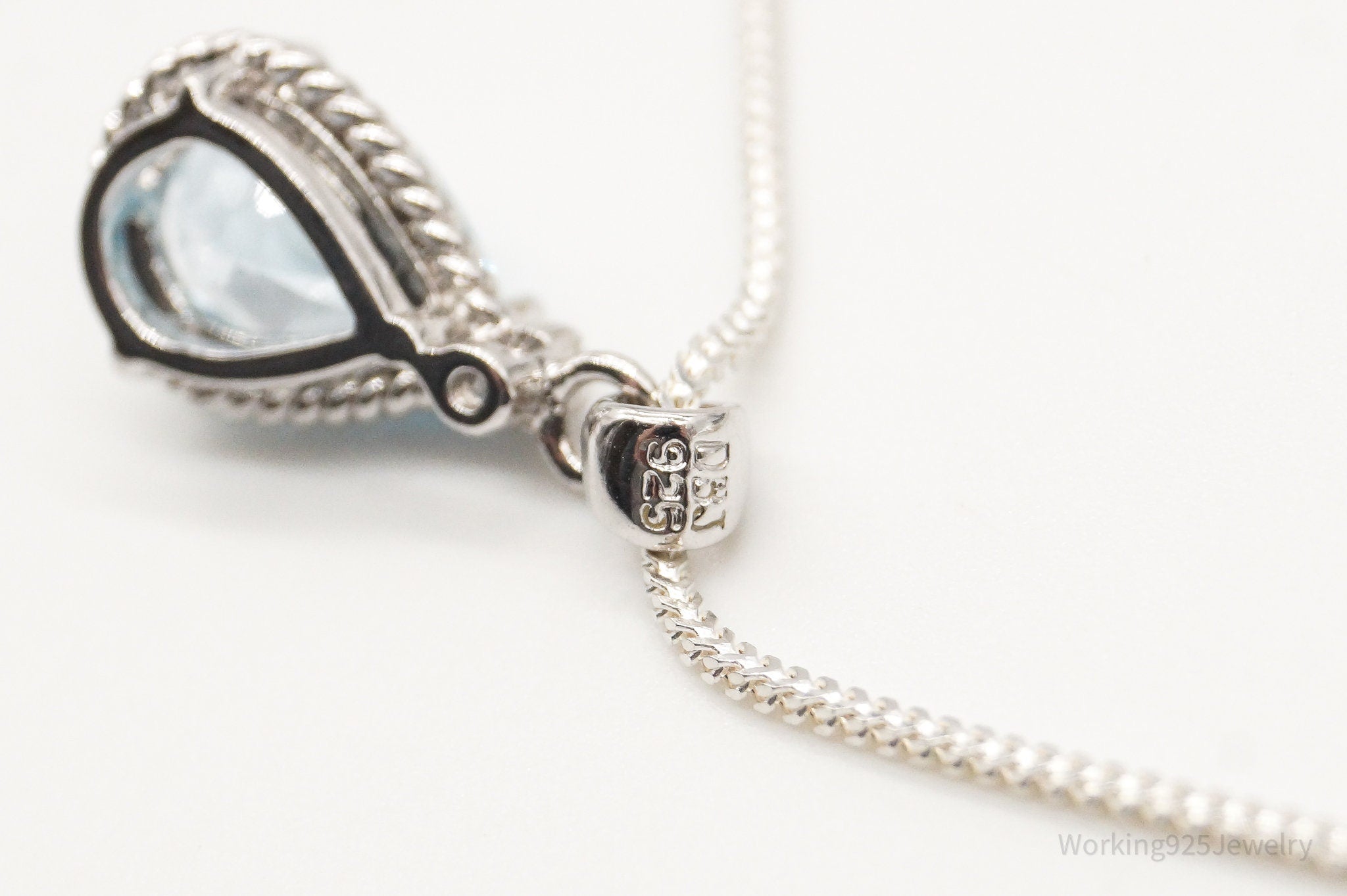 Vintage Designer DBJ Blue Topaz Diamond Sterling Silver Adjustable Necklace | Jewelry > Necklaces > Pendants | Wiccan Center
