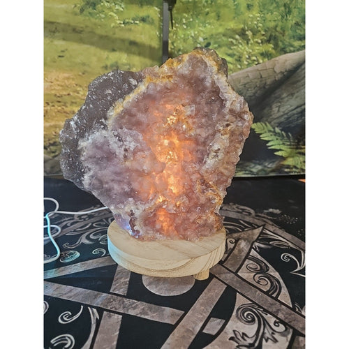 11.9LB Natural fluorite quartz crystal Cluster specimen W/led Back Light Stand | Geodes & Clusters | Wiccan Center