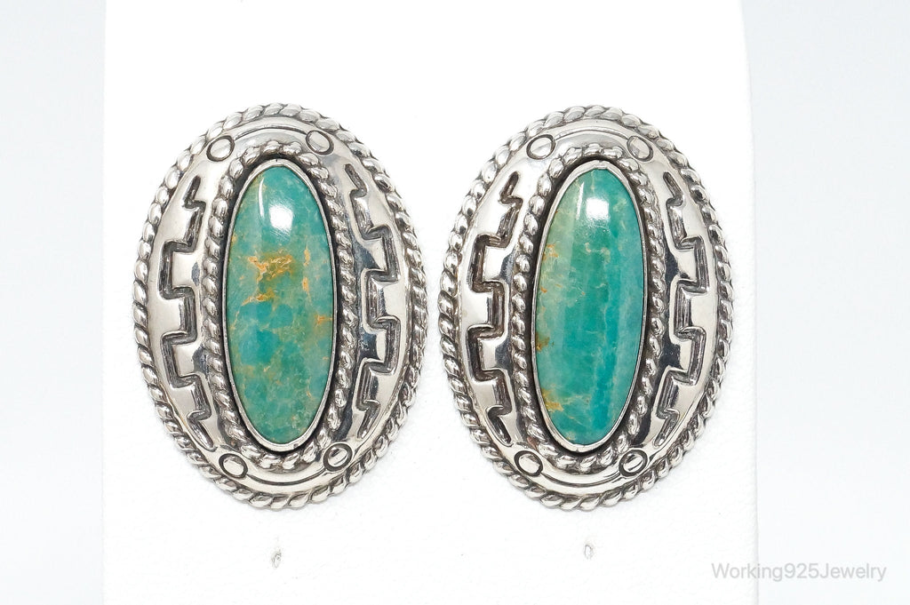 Large Western Designer Carolyn Pollack Relios Turquoise Sterling Silver Earrings | Jewelry > Earrings | Wiccan Center