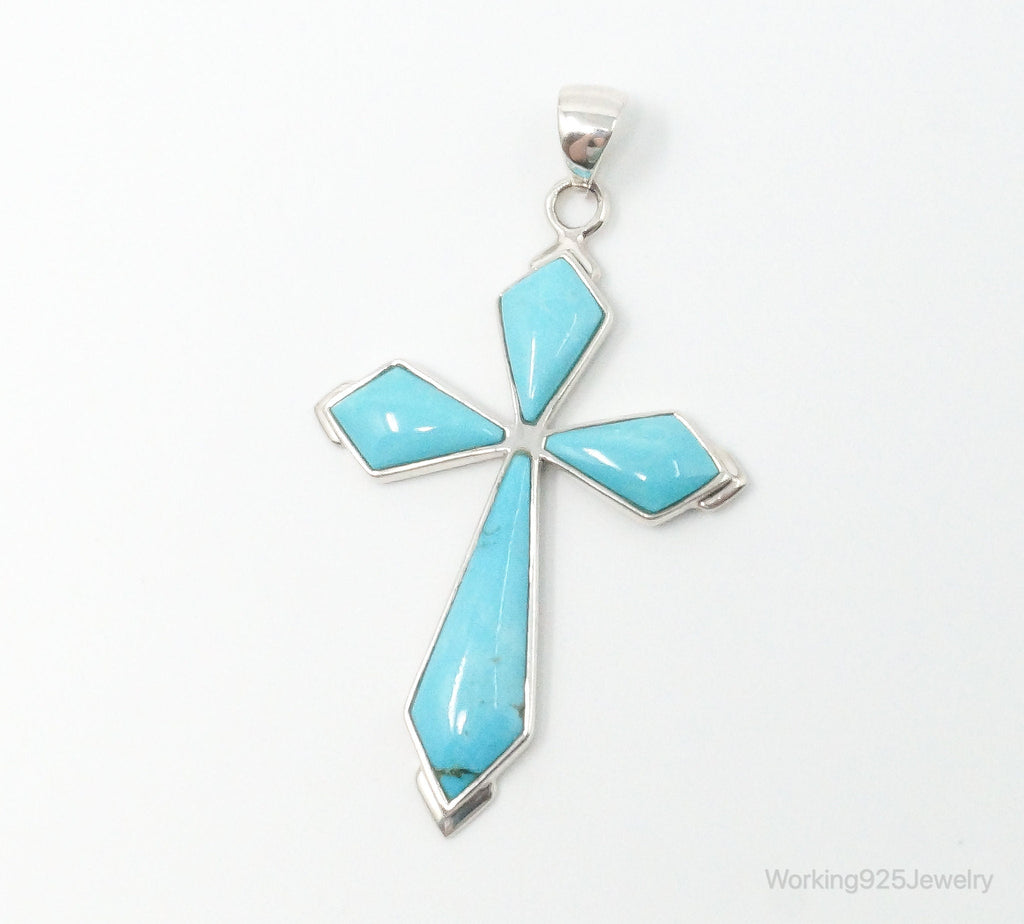 Large Designer SX Turquoise Sterling Silver Southwestern Necklace Pendant | Jewelry > Necklaces > Pendants | Wiccan Center