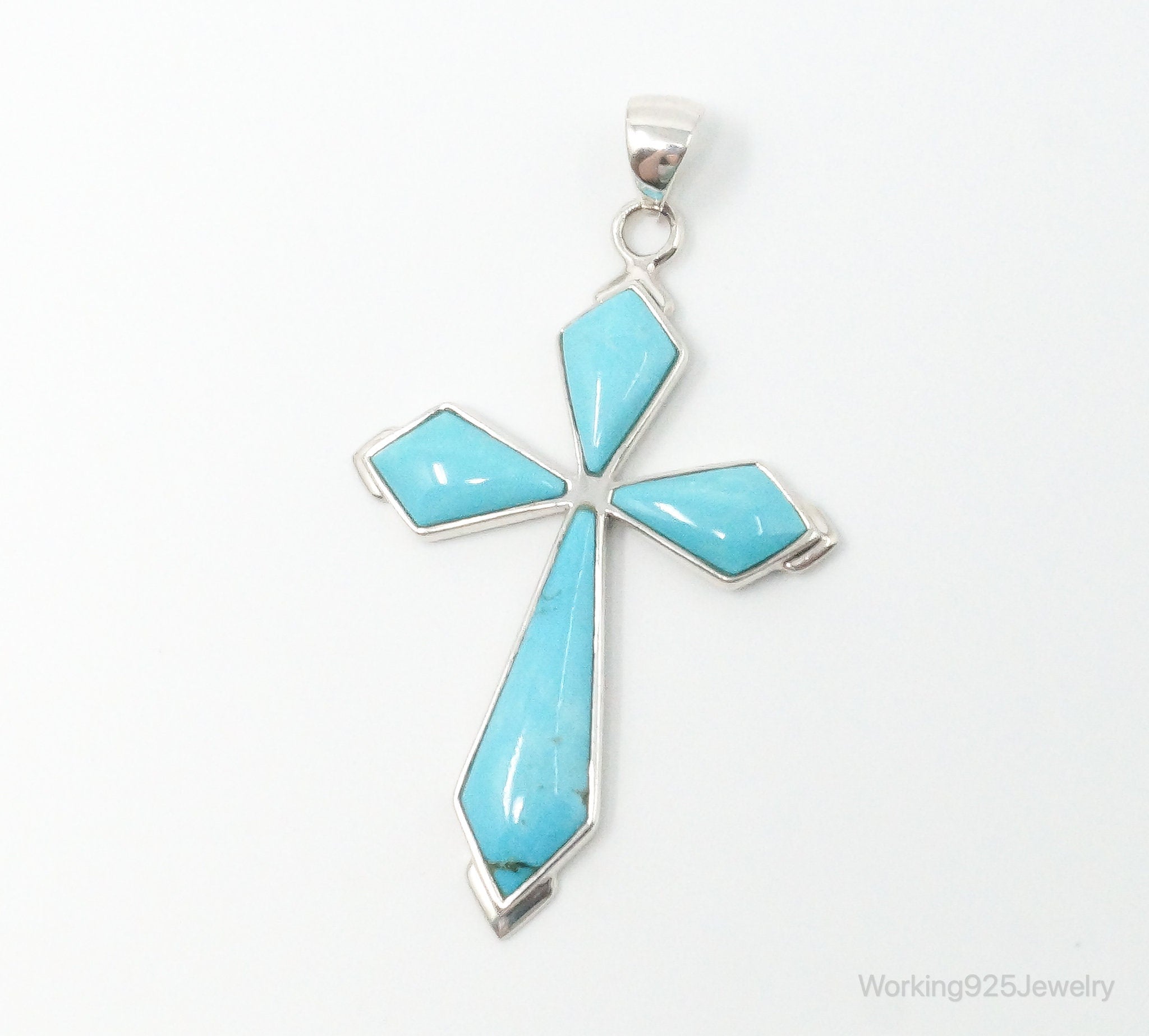 Large Designer SX Turquoise Sterling Silver Southwestern Necklace Pendant | Jewelry > Necklaces > Pendants | Wiccan Center