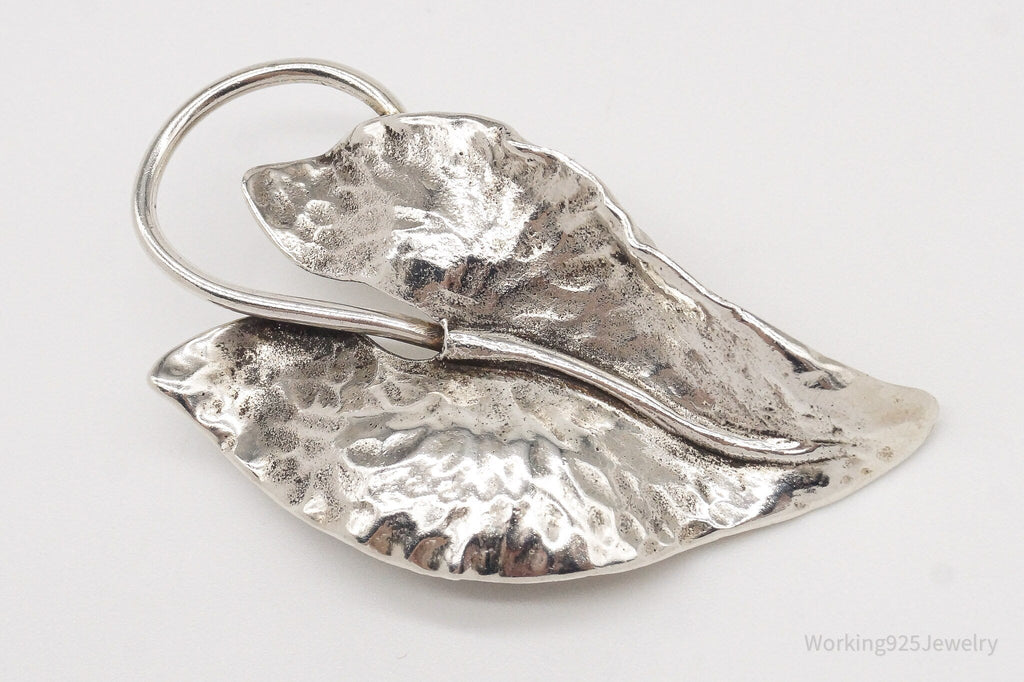 Large Antique Sterling Silver Leaf Pin Brooch | Jewelry > Brooches, Pins & Clips | Wiccan Center