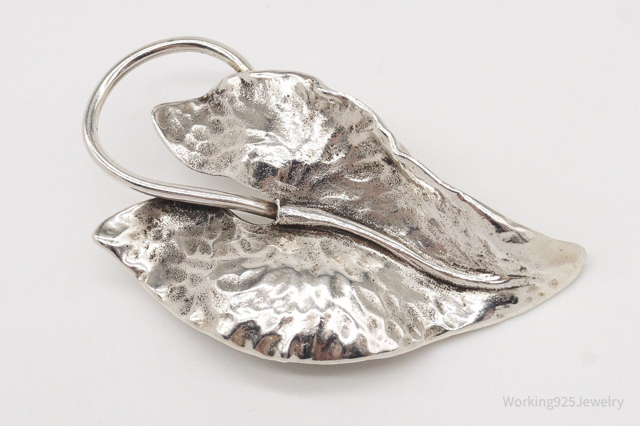 Large Antique Sterling Silver Leaf Pin Brooch | Jewelry > Brooches, Pins & Clips | Wiccan Center