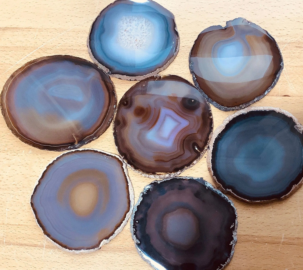 Large Agate Slice (4.5 - 5 Inches) Size #5 Round Crystal Slab Polished Escort Place Cards Coaster Amazing Crystals