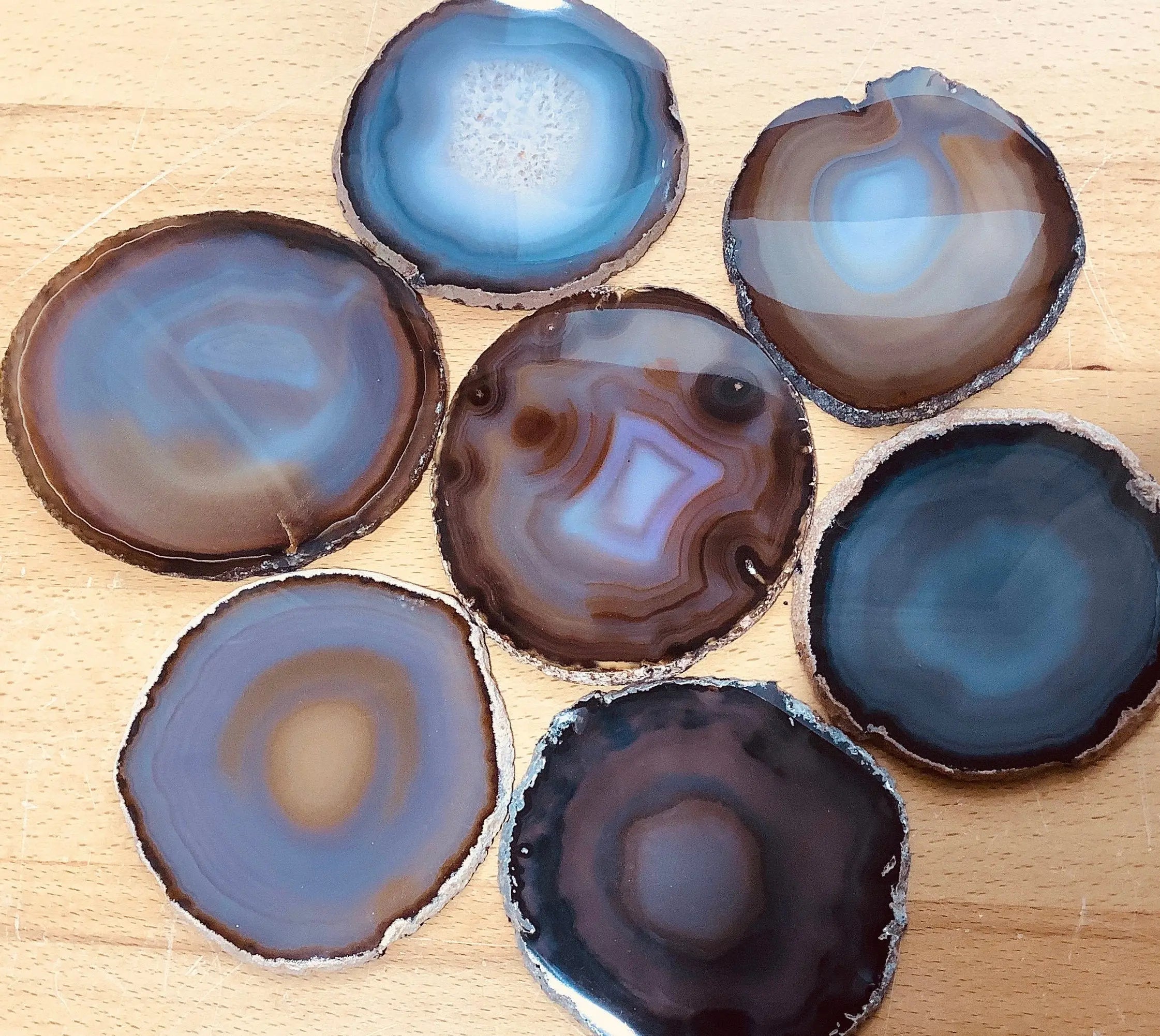 Large Agate Slice (4.5 - 5 Inches) Size #5 Round Crystal Slab Polished Escort Place Cards Coaster Amazing Crystals