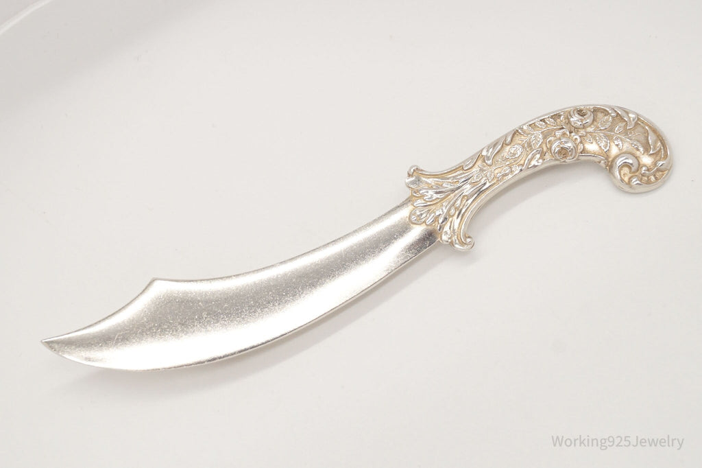 Large 1940s Victorian Revival Scimitar Sword Dagger Sterling Silver Pin Brooch | Jewelry > Brooches, Pins & Clips | Wiccan Center