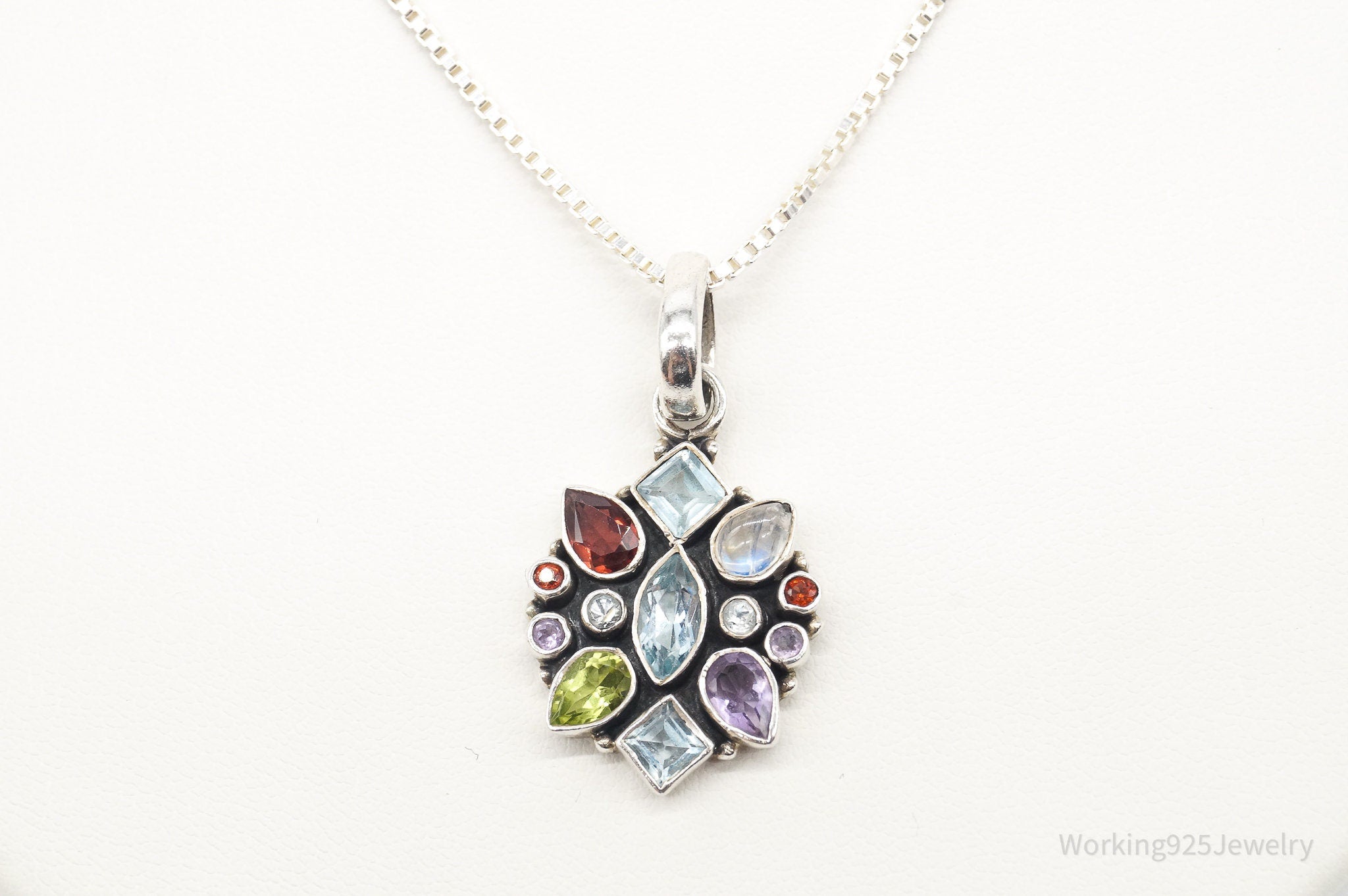 Vintage Multi Gemstone Sterling Silver Necklace | Jewelry > Necklaces > Pendants | Wiccan Center