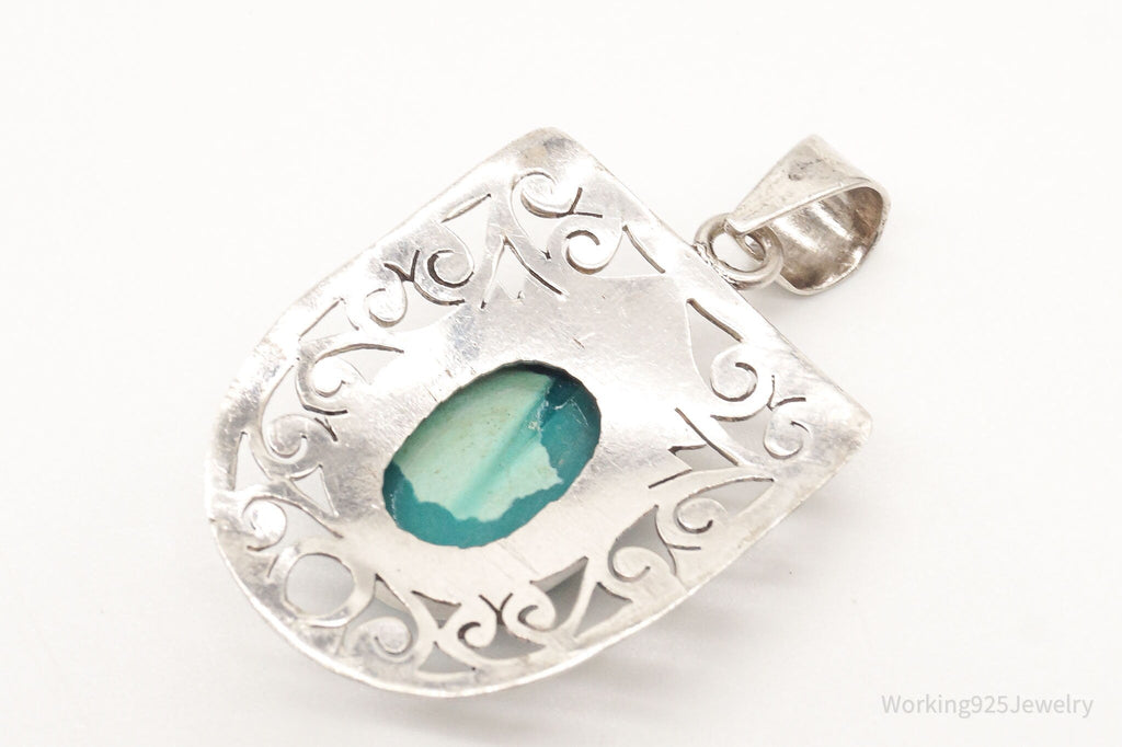 Vintage Large Turquoise Sterling Silver Necklace Pendant | Jewelry > Necklaces > Pendants | Wiccan Center