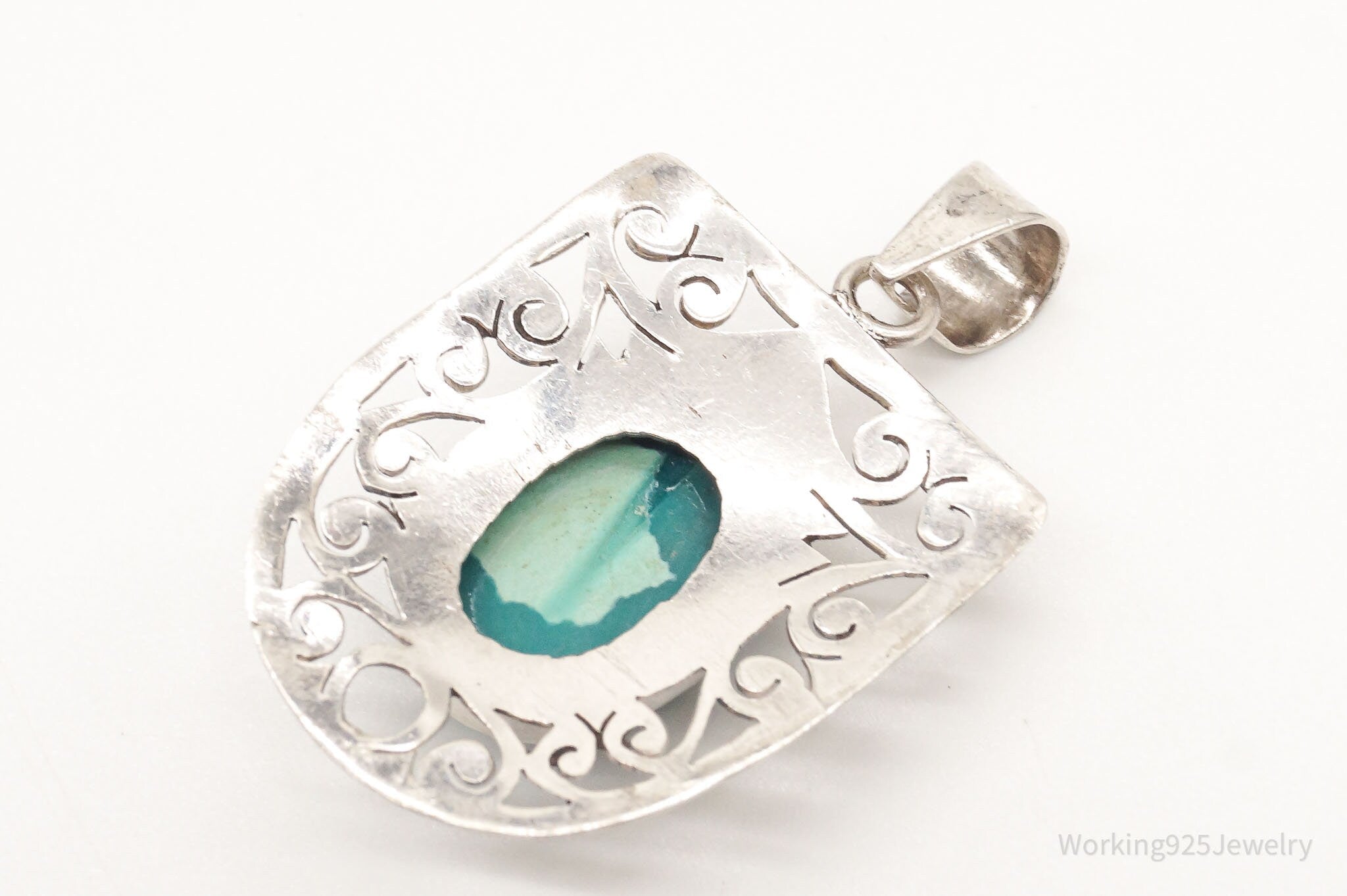 Vintage Large Turquoise Sterling Silver Necklace Pendant | Jewelry > Necklaces > Pendants | Wiccan Center