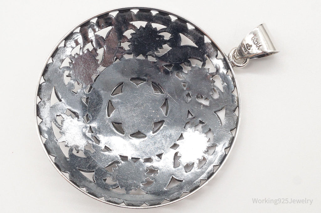 Large India Designer Doug Paulus Ornate Flower Sterling Silver Pendant | Jewelry > Necklaces > Pendants | Wiccan Center