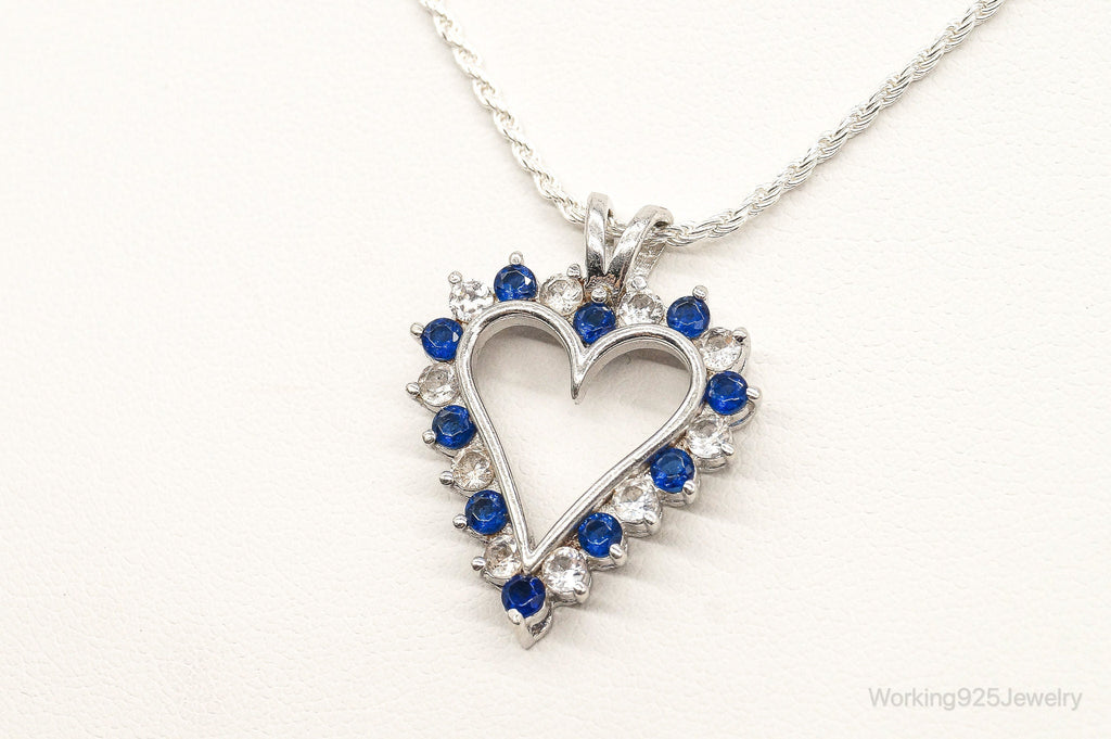 Blue & White Cubic Zirconia Heart Sterling Silver Necklace | Jewelry > Necklaces > Pendants | Wiccan Center