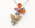 Vintage Multiple Gemstone Butterflies Sterling Silver Necklace | Jewelry > Necklaces > Pendants | Wiccan Center