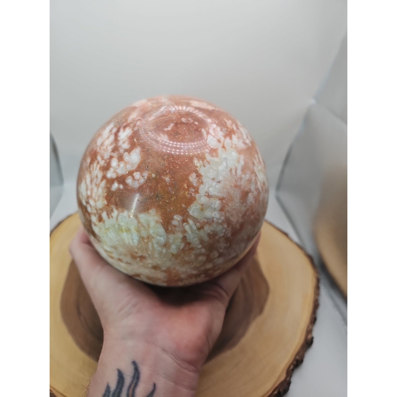 Natural Chocolate Agate Sphere - Grounding Madagascar Gem | 10.42LB | Crystal Spheres & Eggs | Wiccan Center