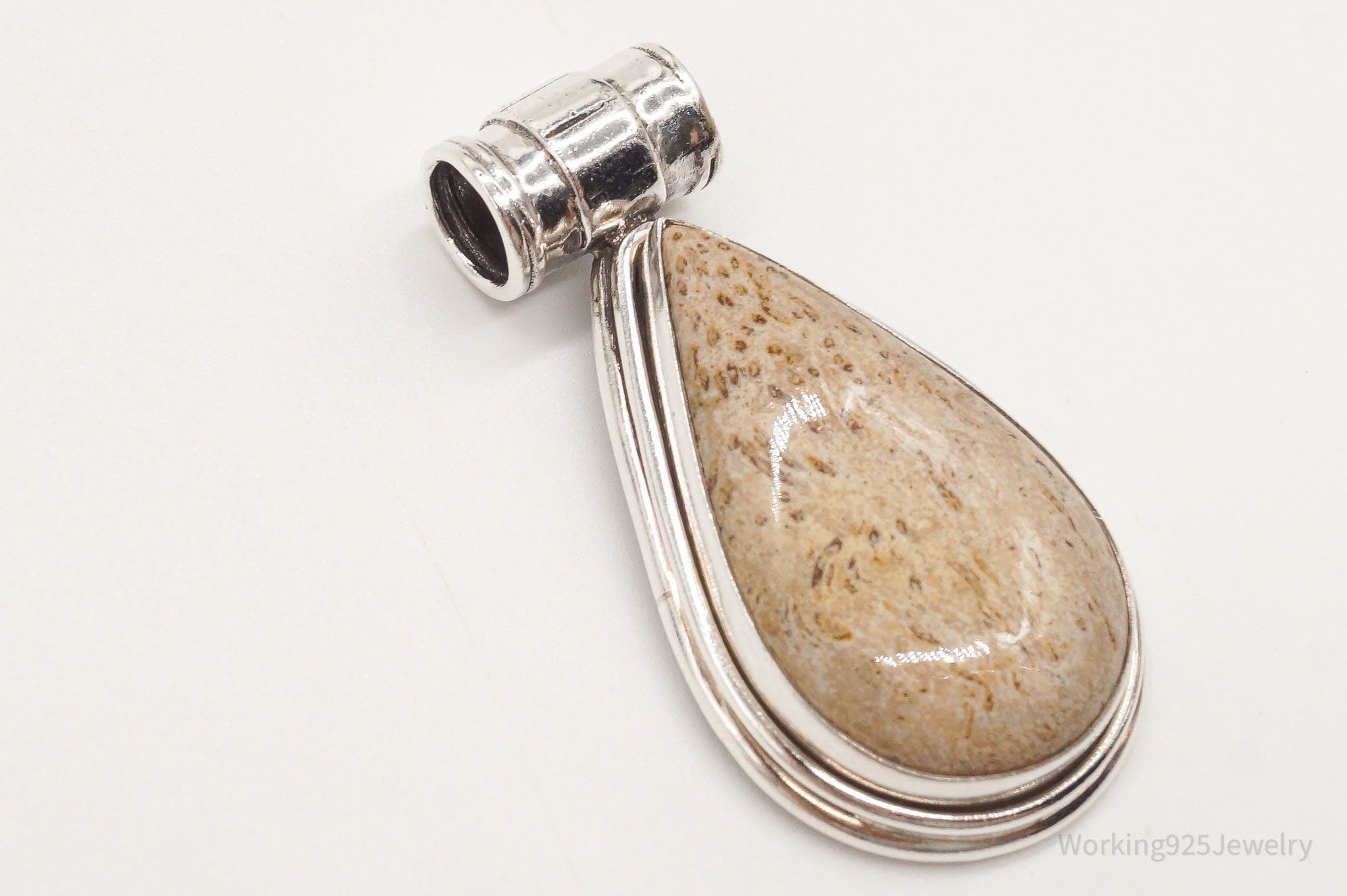 Vintage Large Fossil Sterling Silver Necklace Pendant | Jewelry > Necklaces > Pendants | Wiccan Center