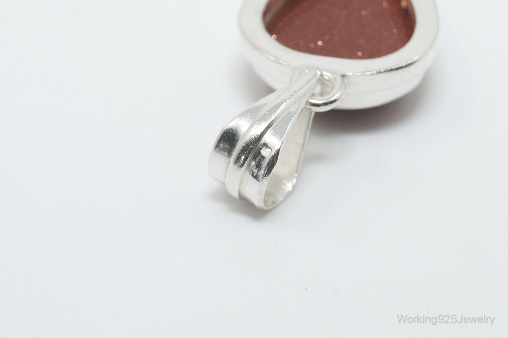 Vintage Large Goldstone Sterling Silver Southwestern Necklace Pendant | Jewelry > Necklaces > Pendants | Wiccan Center