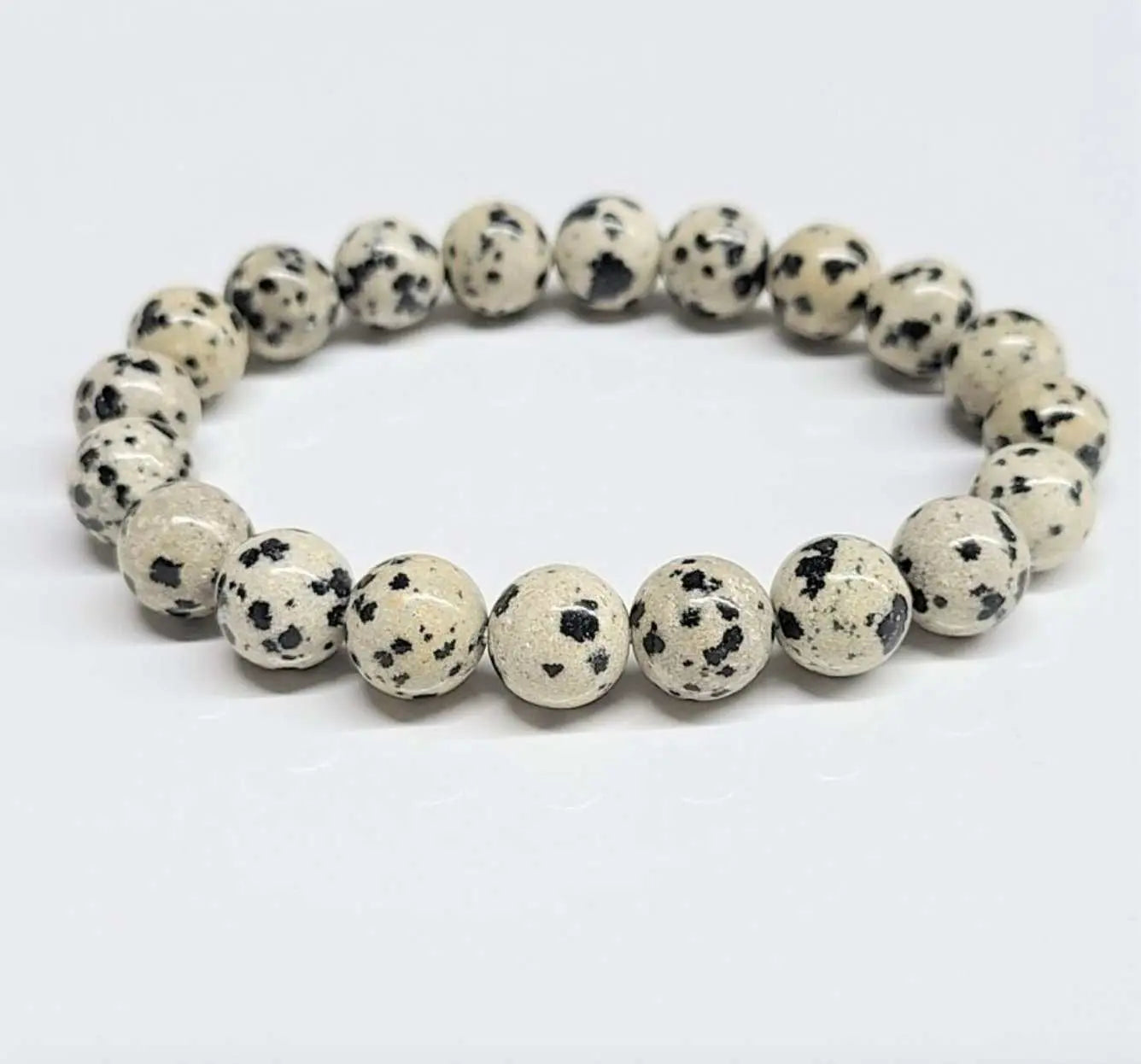 Dalmatian Jasper Round Bead Bracelet - Playful Loyalty | Bracelets | Wiccan Center