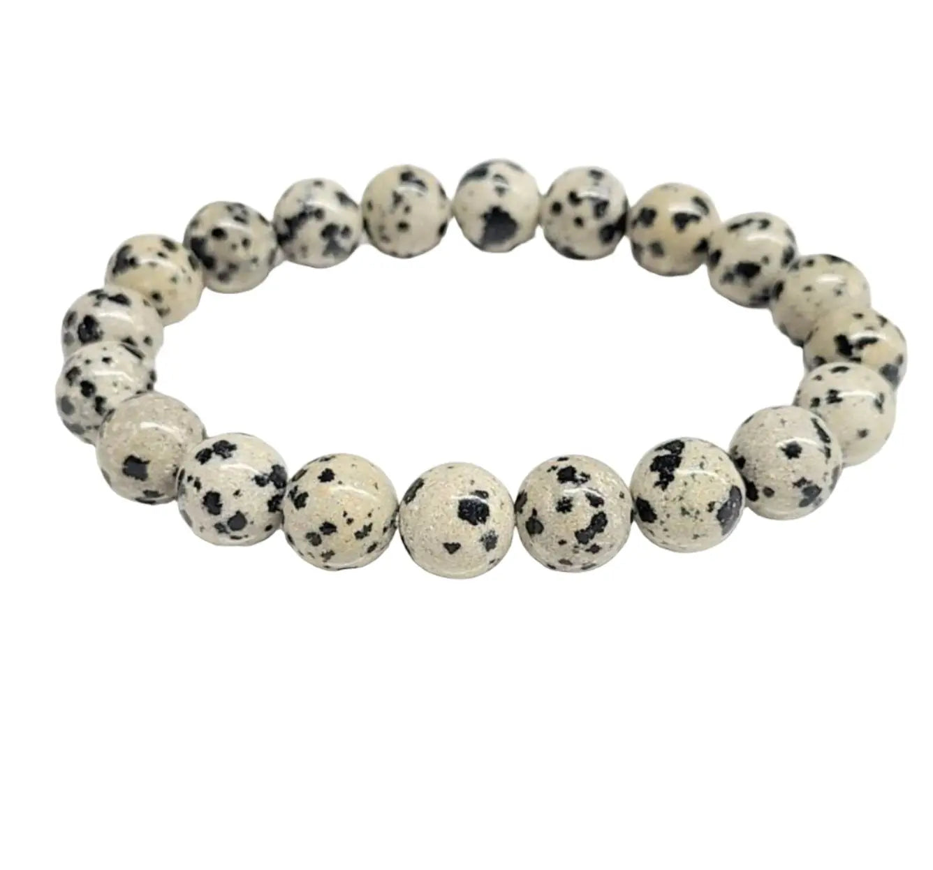 Dalmatian Jasper Round Bead Bracelet - Playful Loyalty | Bracelets | Wiccan Center