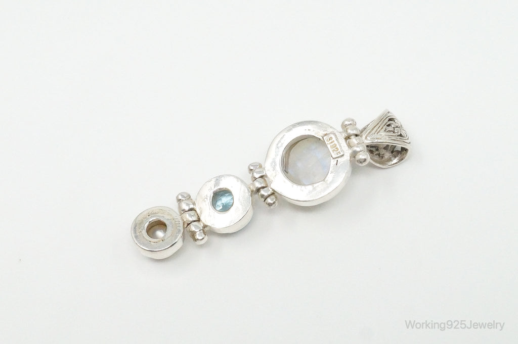 Large Designer SJ Blue Topaz Moonstone Pearl Sterling Necklace Pendant | Jewelry > Necklaces > Pendants | Wiccan Center