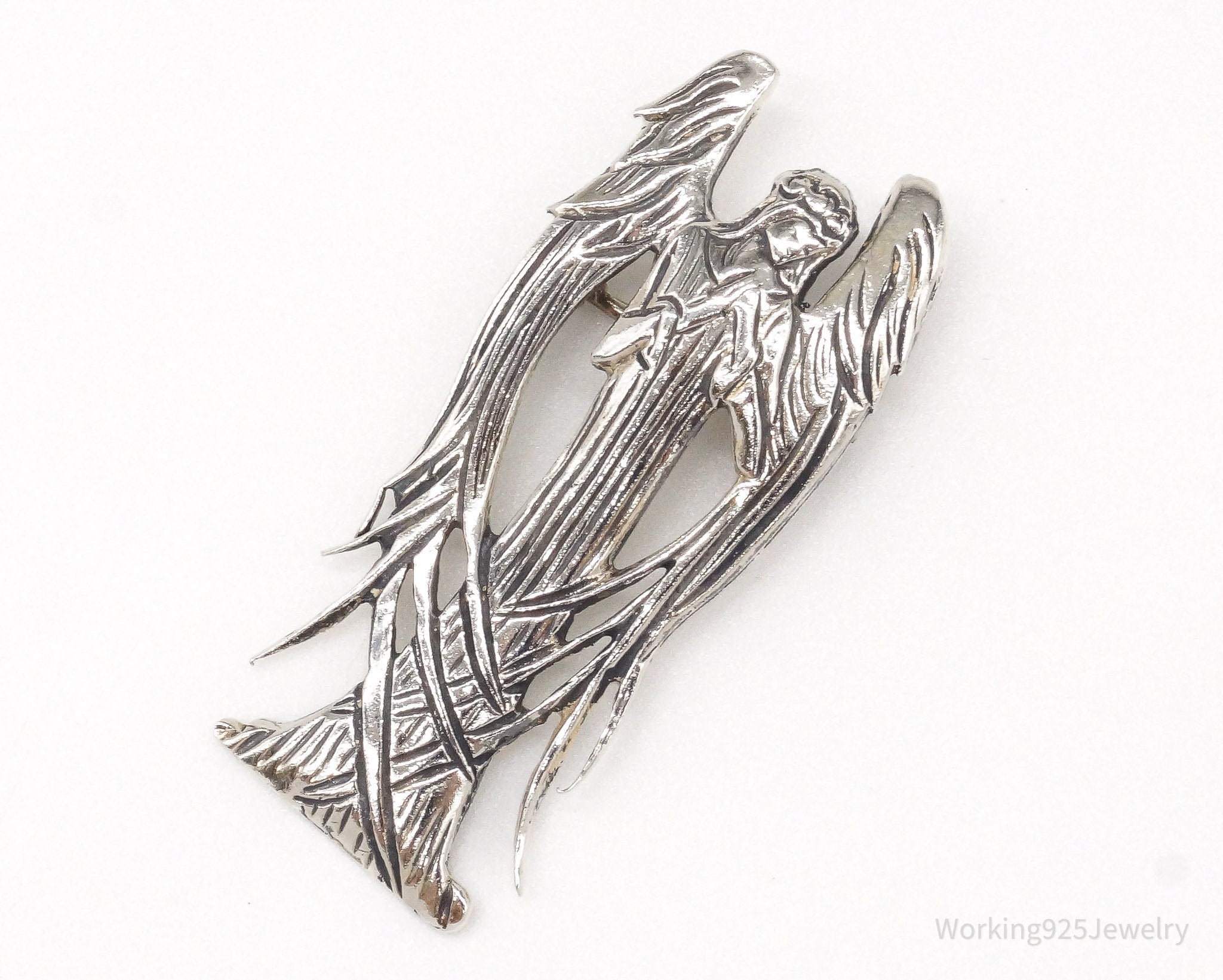 Vintage Designer H&H Angel Praying Sterling Silver Brooch Pin Pendant | Jewelry > Brooches, Pins & Clips | Wiccan Center