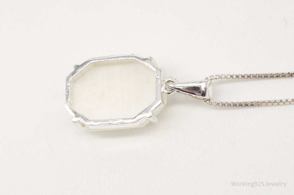 Vintage Art Deco Style Mother of Pearl Sterling Silver Necklace | Jewelry > Necklaces > Pendants | Wiccan Center