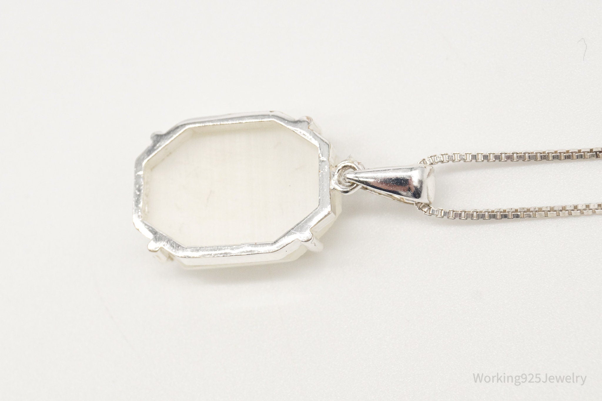 Vintage Art Deco Style Mother of Pearl Sterling Silver Necklace | Jewelry > Necklaces > Pendants | Wiccan Center
