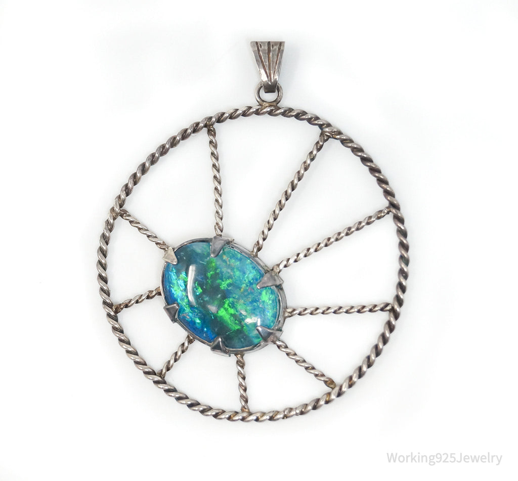 Vintage Handmade Native American Unsigned Opal Sterling Silver Pendant | Jewelry > Necklaces > Pendants | Wiccan Center