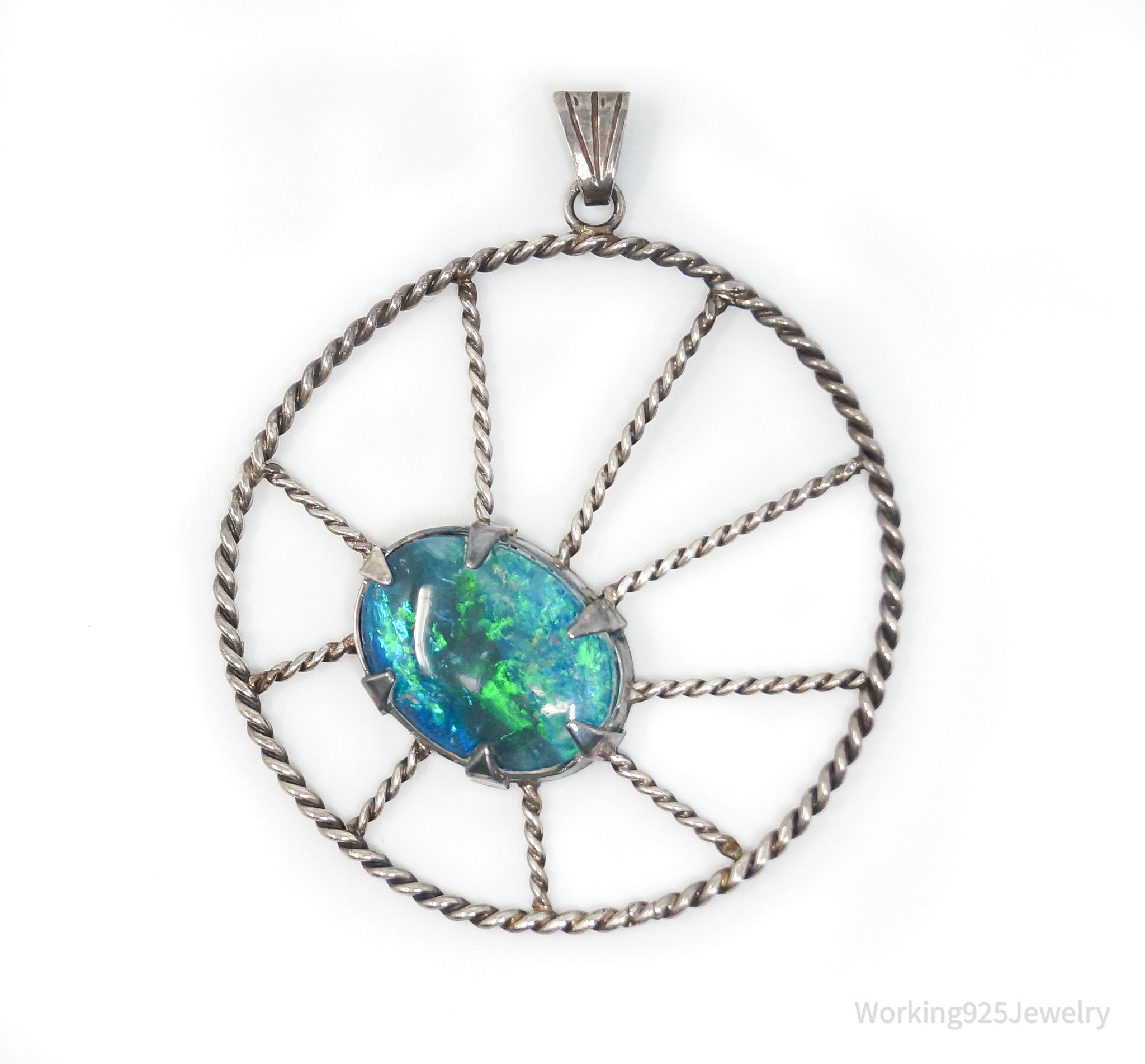 Vintage Handmade Native American Unsigned Opal Sterling Silver Pendant | Jewelry > Necklaces > Pendants | Wiccan Center