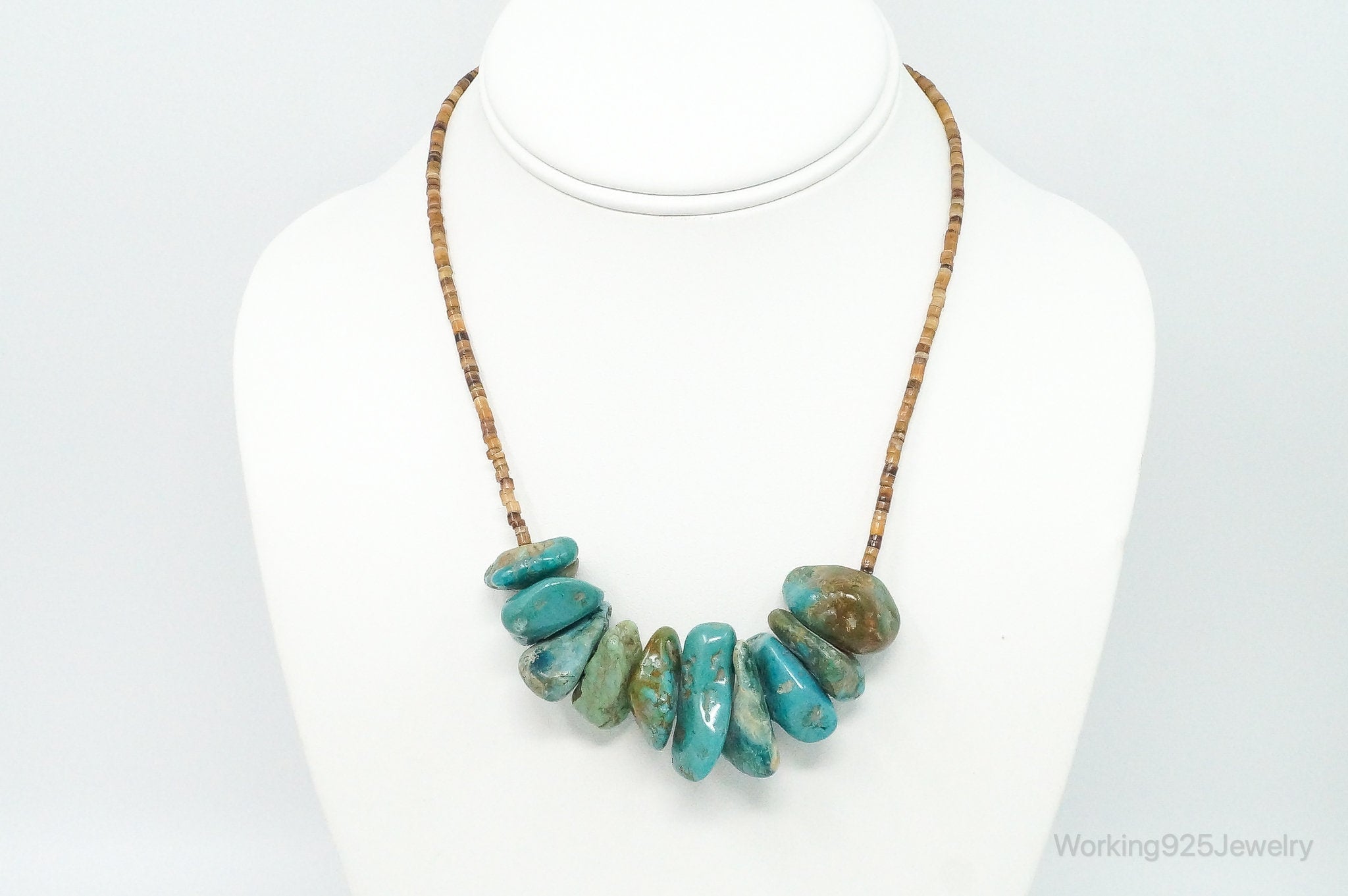 VTG Native American Turquoise Porcupine Quill Sterling Silver Thread Necklace | Jewelry > Necklaces > Pendants | Wiccan Center