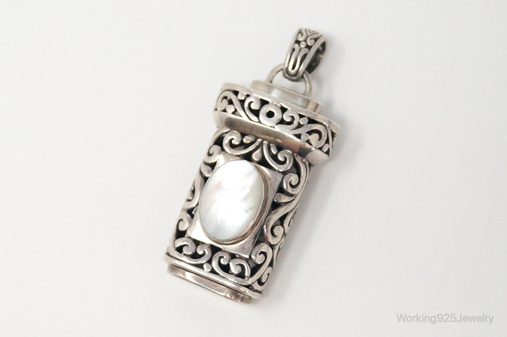 Vintage Large Mother Of Pearl Bali Inspired Sterling Silver Pendant | Jewelry > Necklaces > Pendants | Wiccan Center
