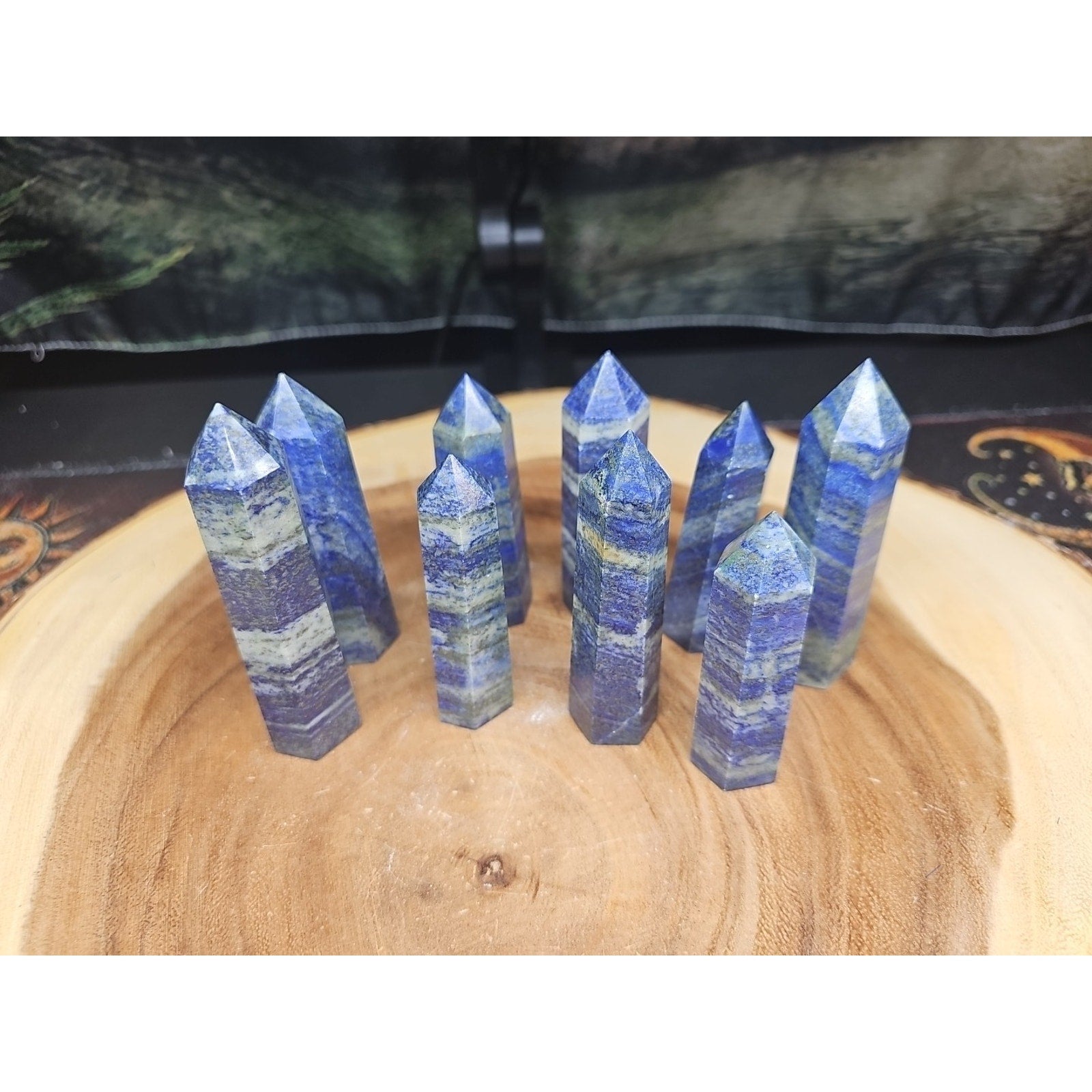 Blue Lapis Lazuli & Pyrite Crystal Tower — Rare Generator Point from Brazil | CrystalCloud Company | Crystal Points & Towers | Wiccan Center
