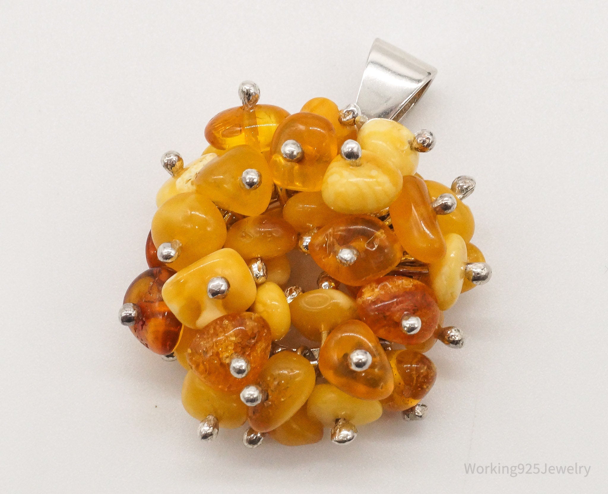 Vintage Amber Modernist Sterling Silver Pendant | Jewelry > Necklaces > Pendants | Wiccan Center