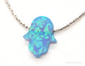 Vintage Blue Opal Hamsa Hand Sterling Silver Necklace | Jewelry > Necklaces > Pendants | Wiccan Center
