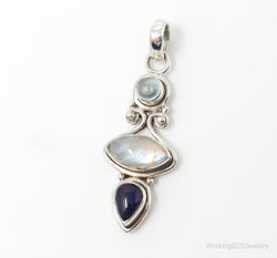 Vintage Blue Topaz Amethyst Moonstone Sterling Necklace Pendant | Jewelry > Necklaces > Pendants | Wiccan Center