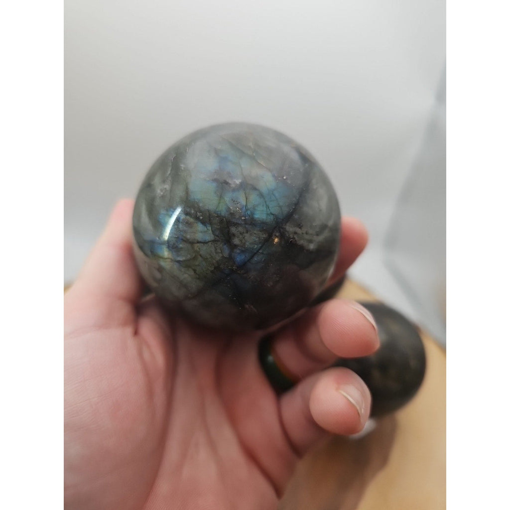 1LB 1Pcs Natural Rainbow Labradorite Crystal Sphere Ball Polished w/stand