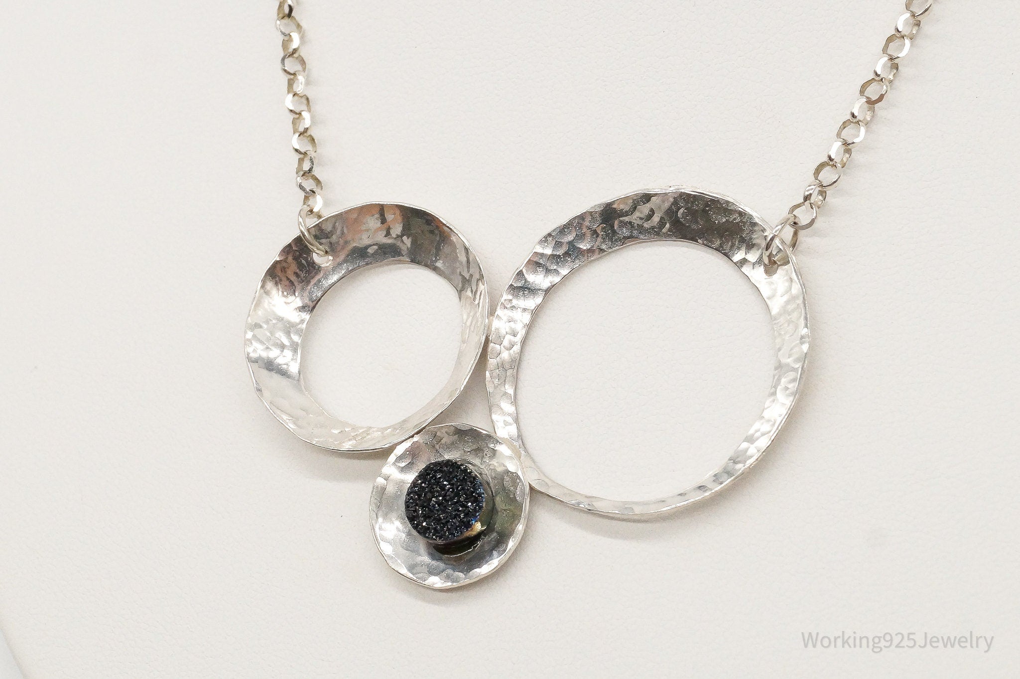 Modernist Druzy Quartz Sterling Silver Necklace | Jewelry > Necklaces > Pendants | Wiccan Center