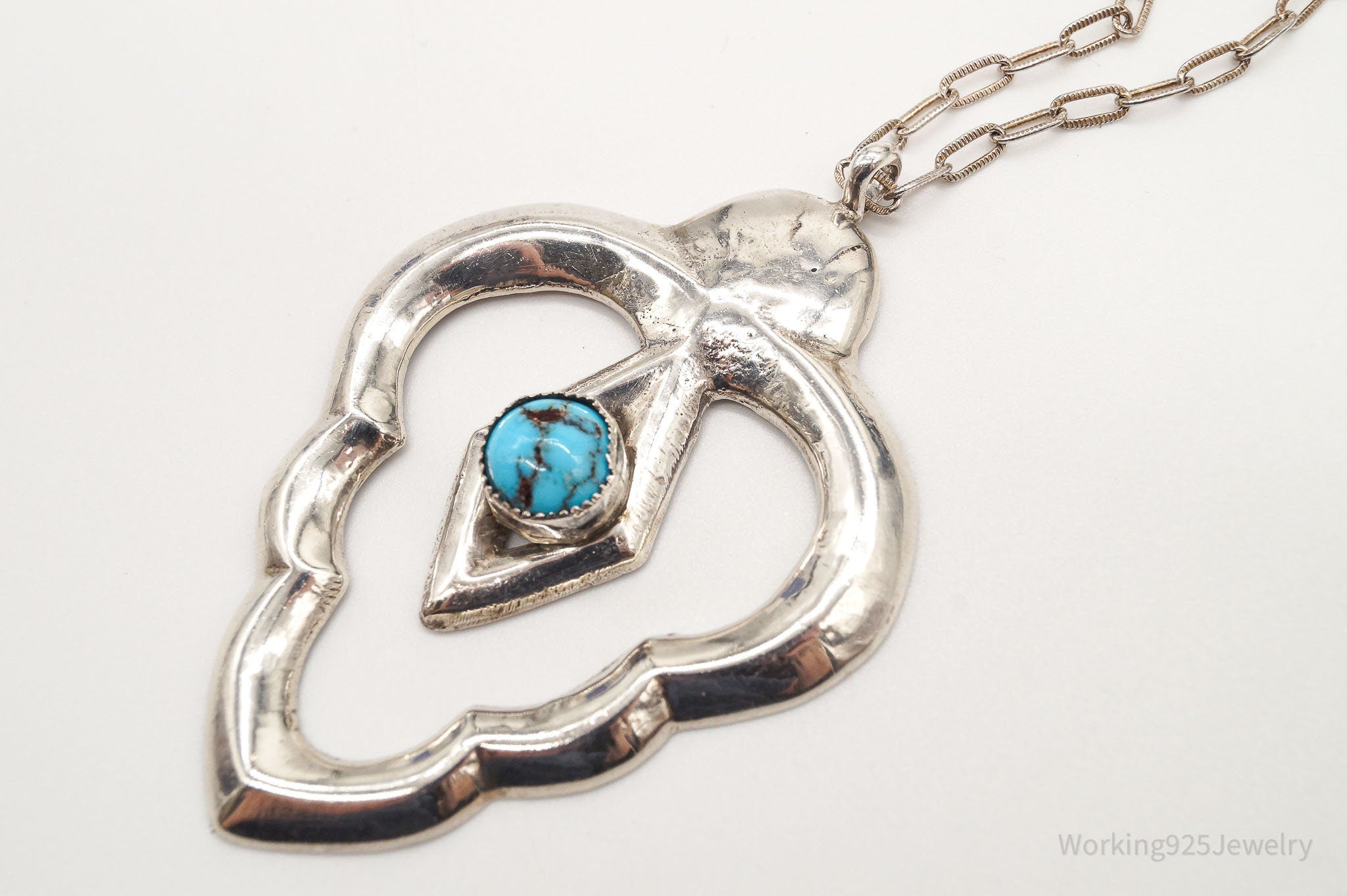 Vintage Native American Blue Turquoise Sterling Silver Necklace | Jewelry > Necklaces | Wiccan Center