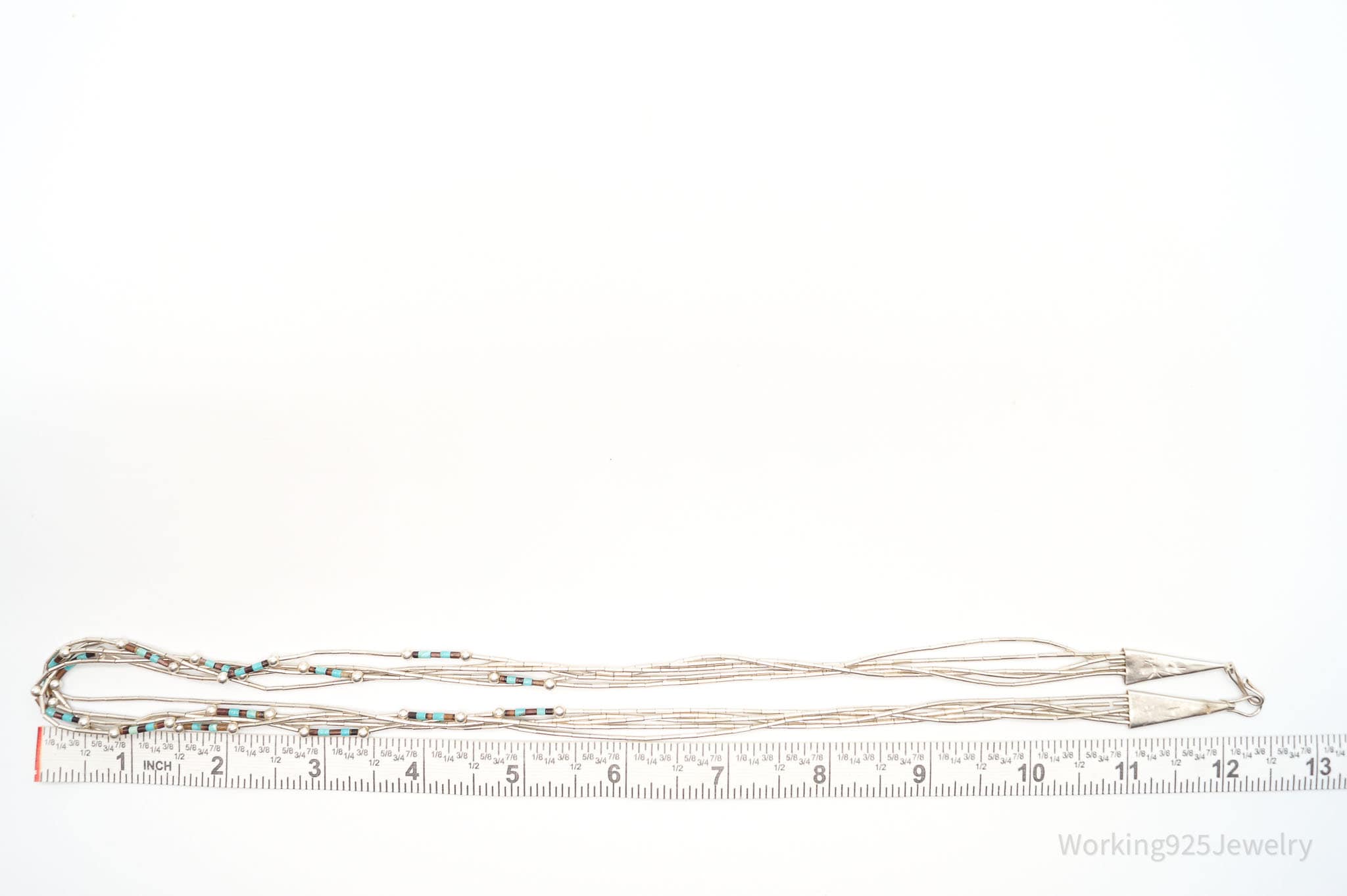 Vintage Native American Multi Gemstone Bead Sterling Silver Chain Necklace | Jewelry > Necklaces | Wiccan Center