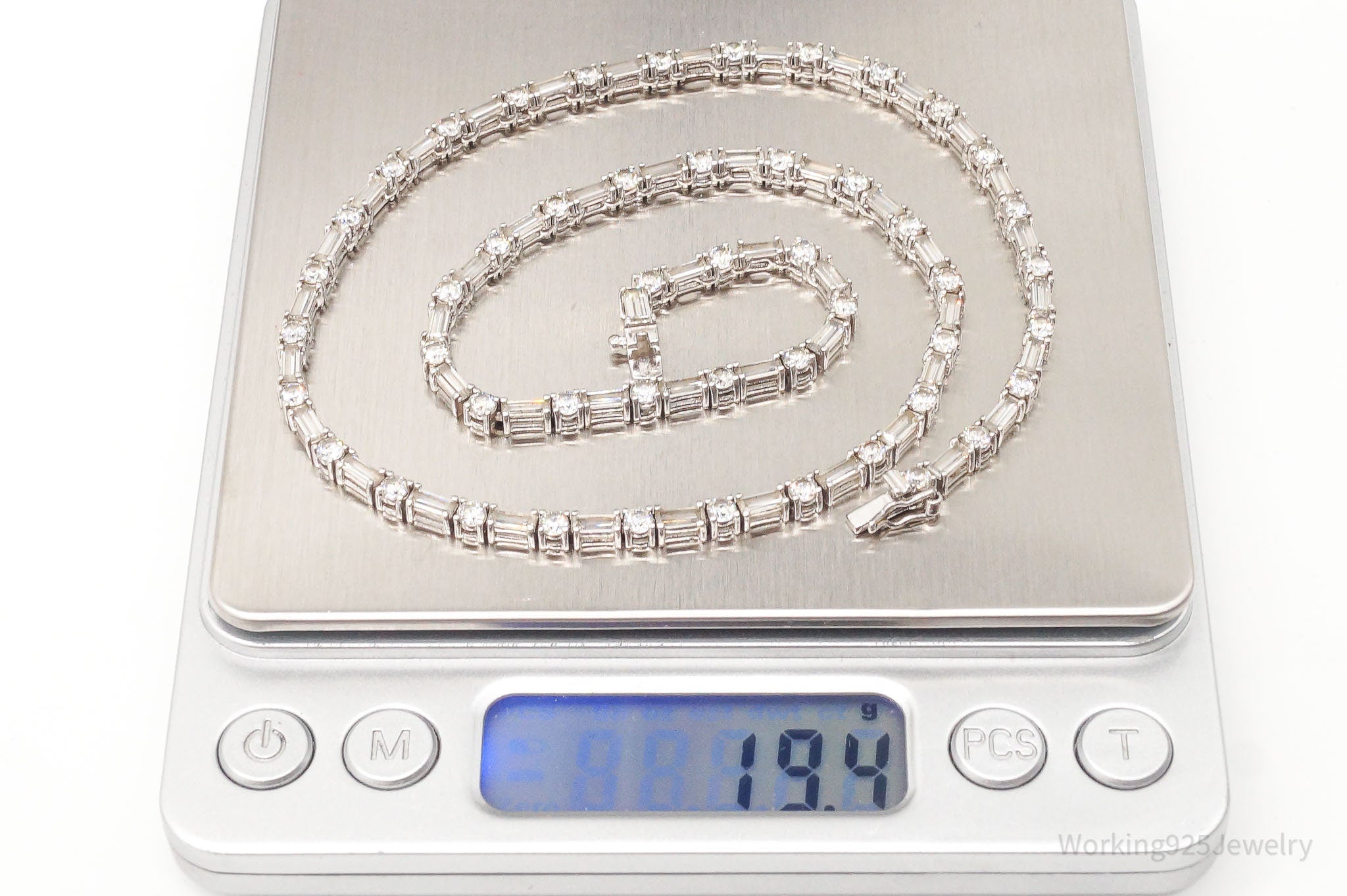 Vintage Cubic Zirconia Platinum Clad Sterling Silver Necklace 16" | Jewelry > Necklaces > Pendants | Wiccan Center
