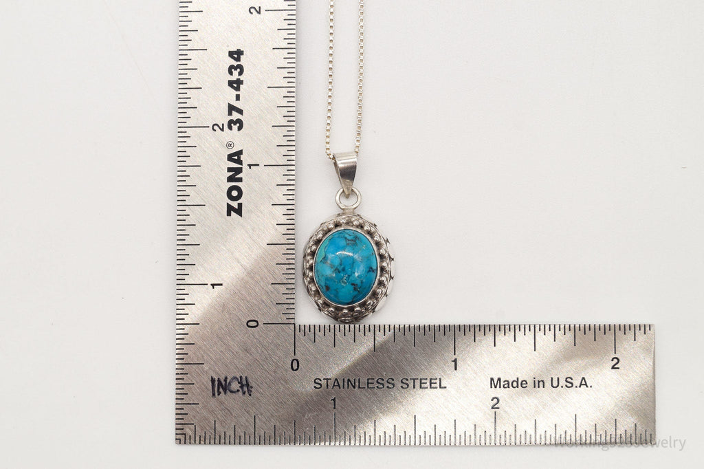 Vintage Turquoise Bali Style Sterling Silver Necklace | Jewelry > Necklaces > Pendants | Wiccan Center
